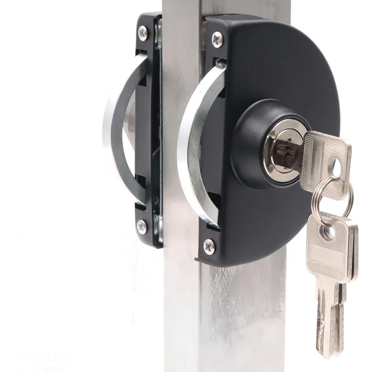 Factory Black Stainless Steel Glass Door Hardware Fittings Precision Casting Frameless Glass Cable Sliding Latch Door Locks