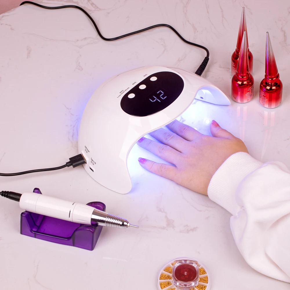 New Design High Power 48W Portable 2 in 1  LED UV Light Nail Dryer Manicure Pedicure Lamp With USB Port For Nail Drill 30000 RPM
