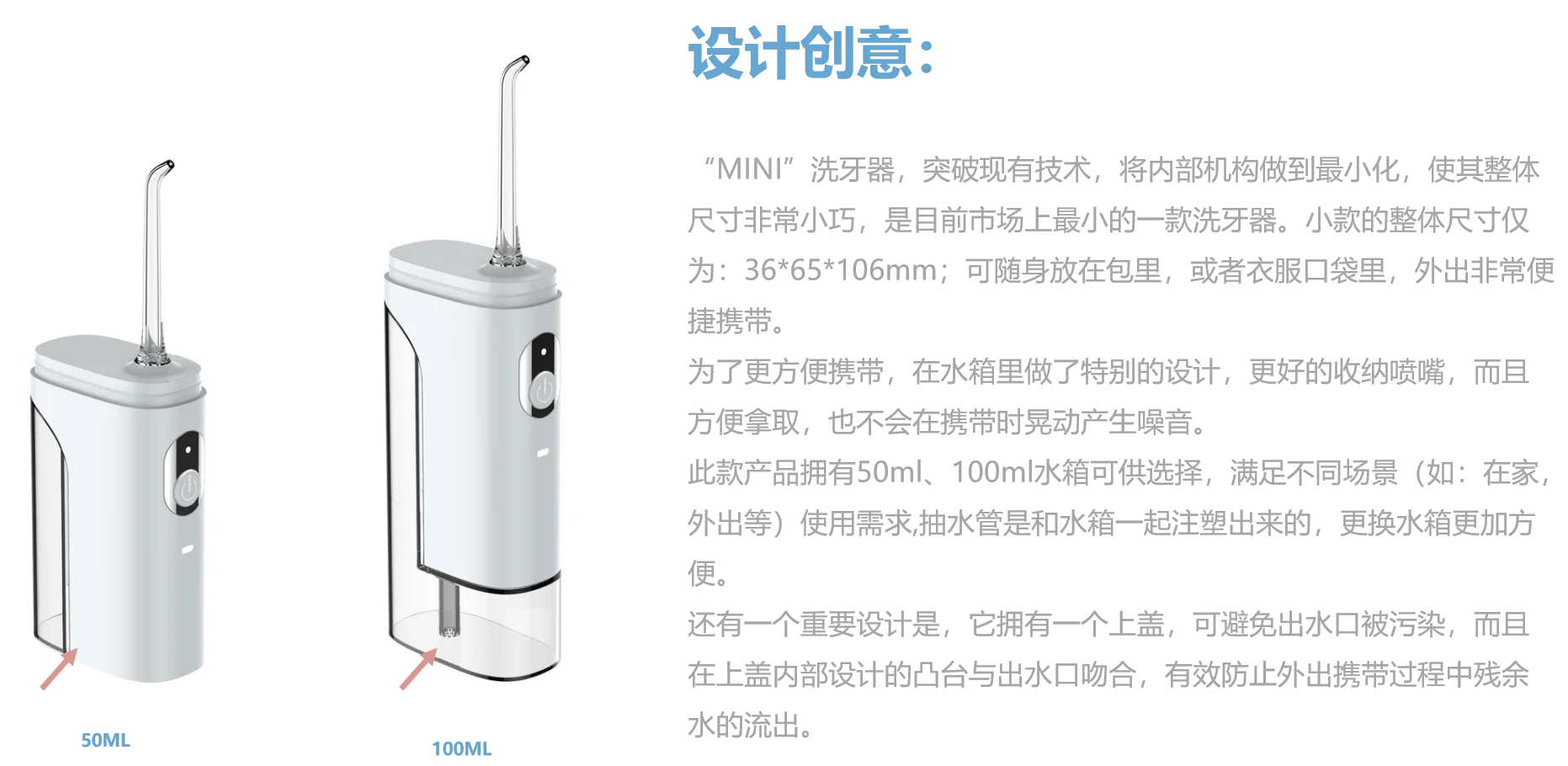 Waterproof IPX7 Mini Portable Rechargeable Water Flosser for Teeth Cordless   