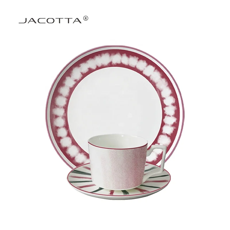 Hot Selling Ceramic Cups And Saucer Modern Pink Pot Tea Sets with Teapot Porcelain coffee cup