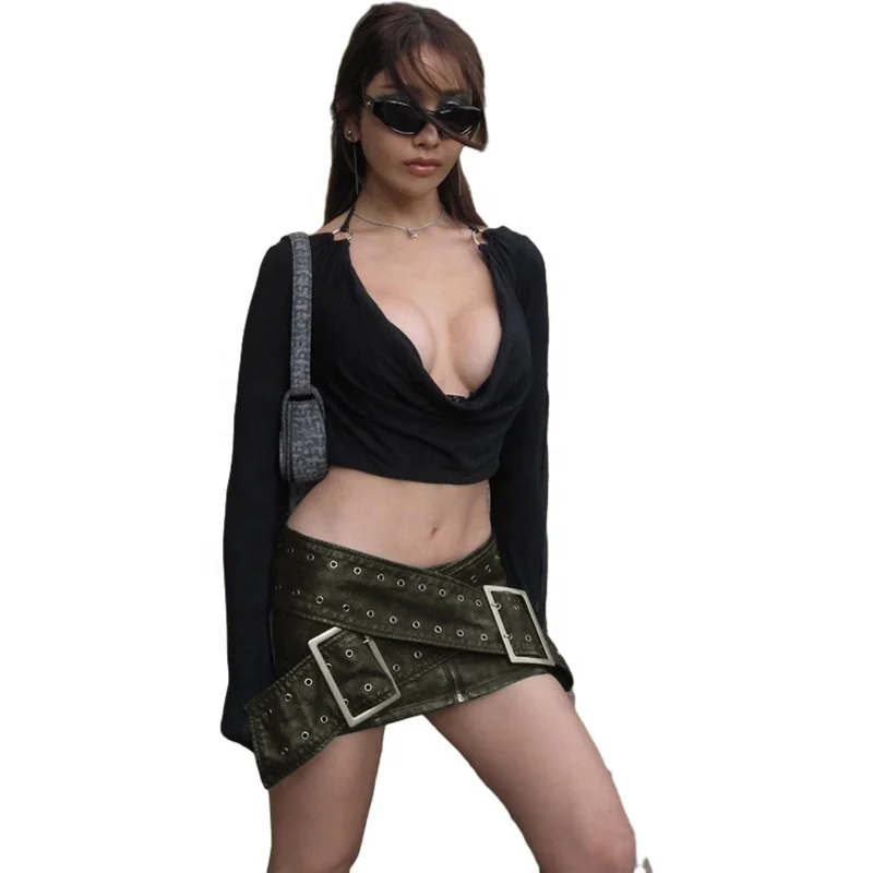 DL1230 New Arrivals Leather Mini Skirt Low-waistline Girls Skirts Zipper Short Skirts for Women