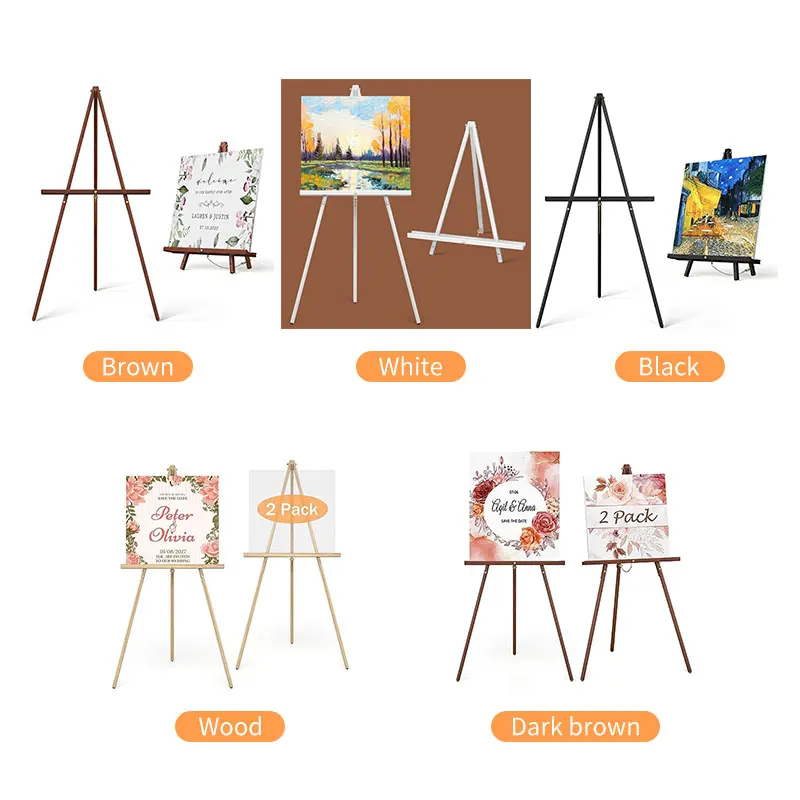 Art Easel Wooden Portable Tripod Display Easel - Adjustable Wood Poster Stand for Wedding Painting Display