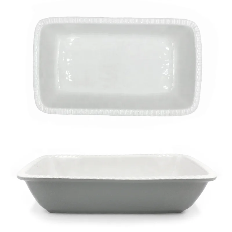 Gray Casseroll Serving Dishes Nordic Plates Ceramic Baking Tray Pan