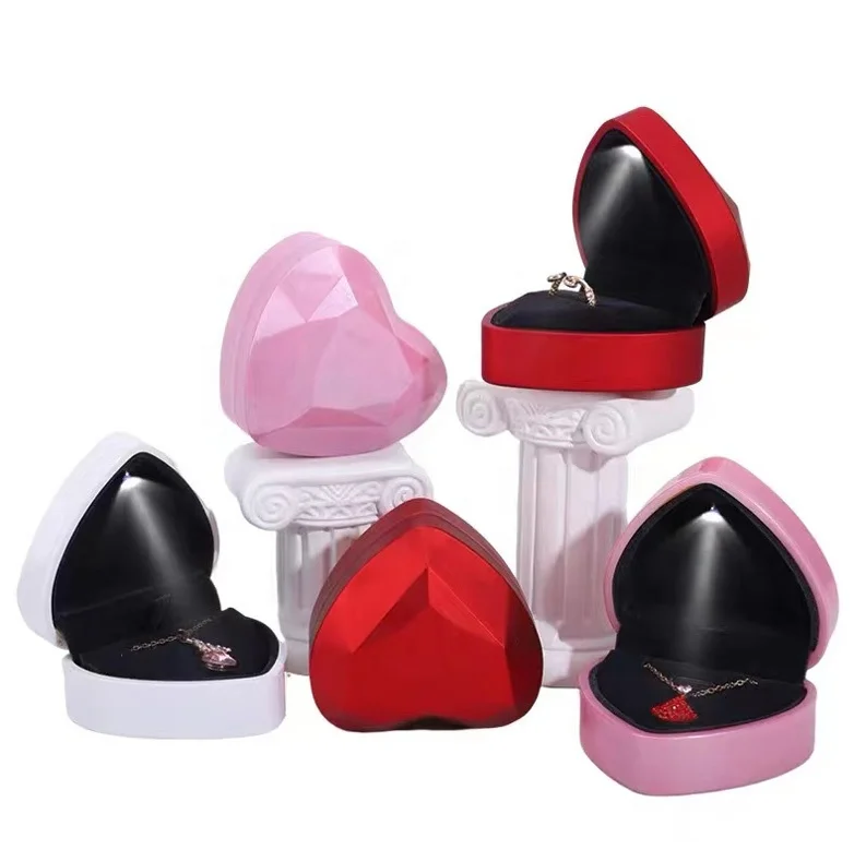 Led Jewellery Box Custom Jewelry Packaging Display Ring Holder Jewellery Package Pendant Ring Diamond LED Jewelry Box With Light