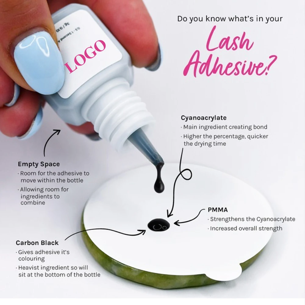 Abonnie wholesale las extension glue adhesive 0.5 sec 1sec dry oil resistant latex free adhesive custom glue eyelash extension