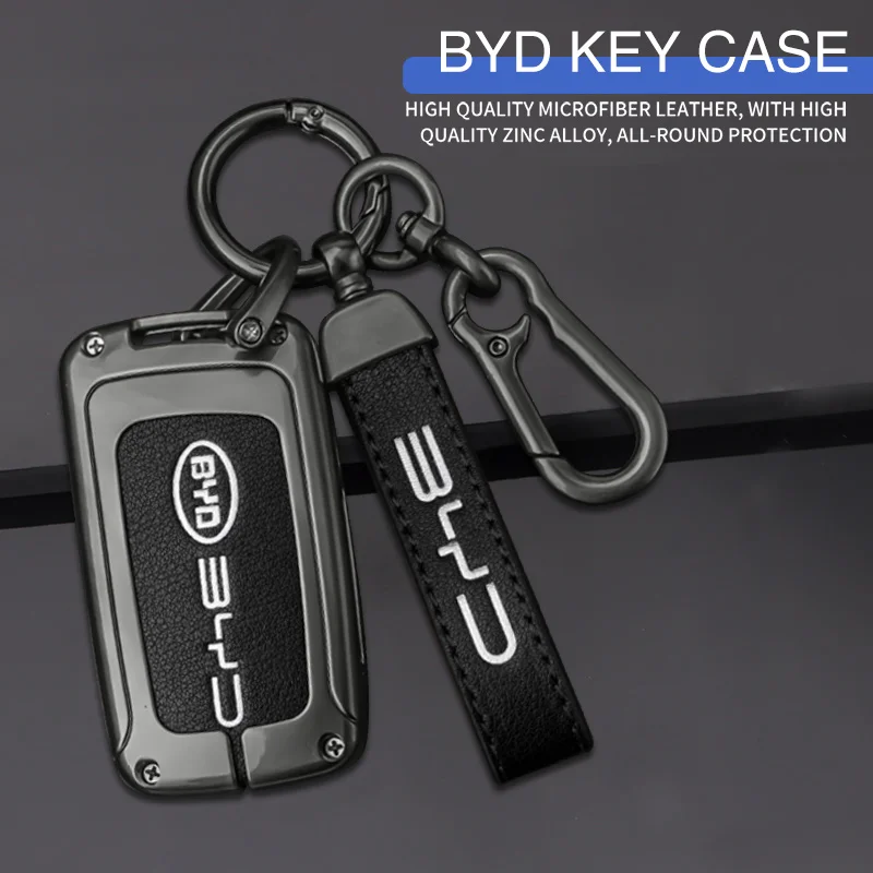 Leather Alloy Car Remote Key Case Cover Protect Shell For BYD F3 F0 L3 G3 S6 E6 M6 S7 Keychain Auto Accessories