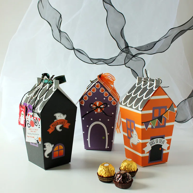 The latest design funny paper halloween gift box house shape surprise candy chocolate gift packaging box