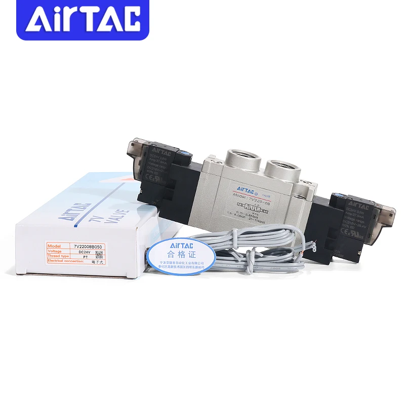 Оригинальный оригинальный электромагнитный клапан AIRTAC 7V0520/120/220/320-M5/06/08/10B050 двухпозиционный пятиходовой