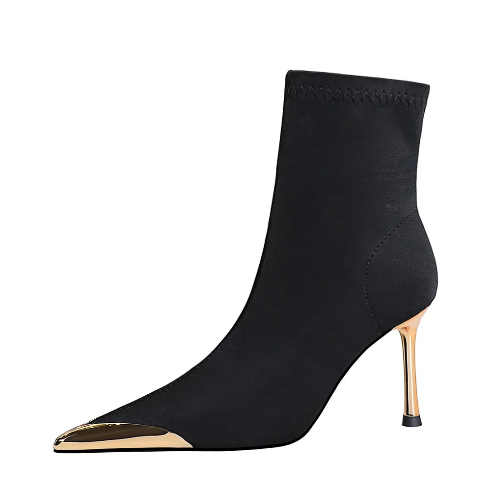 319-13 BIGTREEB европейские и американские модные короткие банкетные женские сапоги на тонком каблуке, очень высокий каблук, эластичные