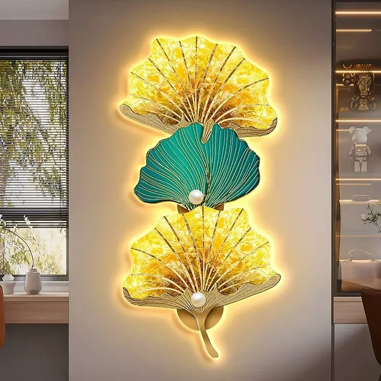 120*60cm with light Modern design large Aluminum alloy frame Gallery hanging paintings decoration living room Crystal wall decor