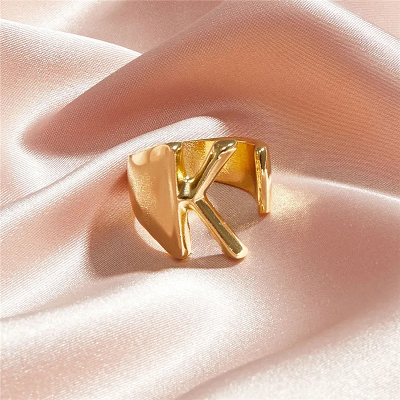 
2020 New Fashion Vintage gold plated open letter ring adjustable rings 