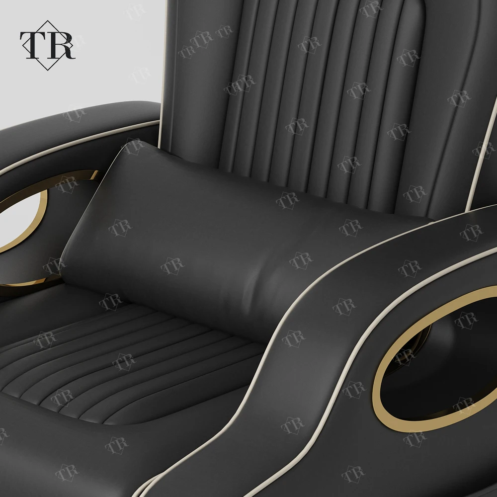 Turri Modern Black Pedicure Chairs No Plumbing Reclining Refexologe Foot Spa Massage Washing Chair With Removable Bowl