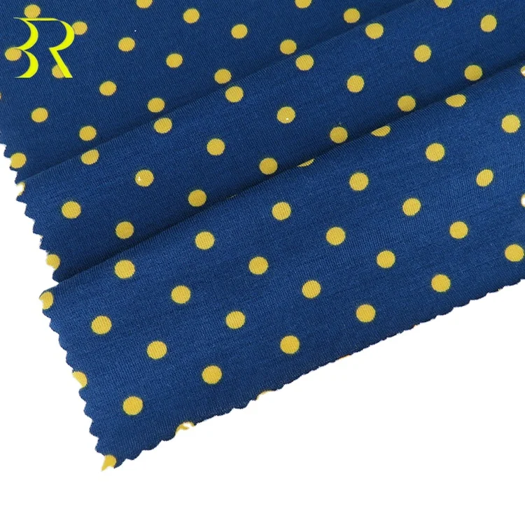 Soft Feeling Modal Stretch Fabric 92%M 8%SP Polka Dot Pattern Fabric for Children Clothes