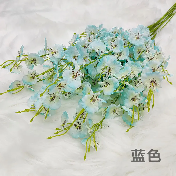 Simulation dancing orchid Yellow heart orchid silk flower plastic dry flower large five forks yellow head Phalaenopsis