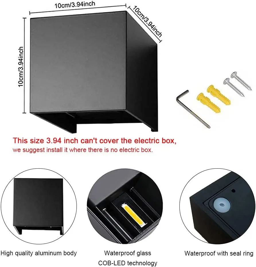 Modern Wall Lamp LED Outdoor Waterproof Lighting Fixture 10W 4000K