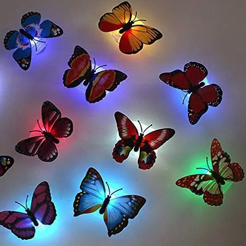 LED Butterfly Decoration Night Light 3D Butterfly Sticker Wall Light for Garden Backyard Lawn Party Festive