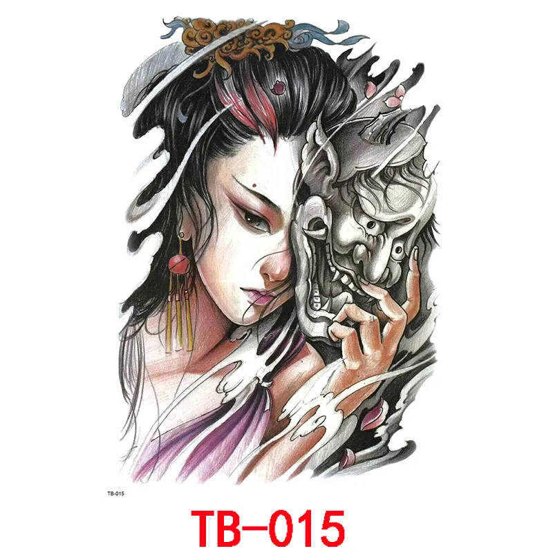 Waterproof Full Back Sticker Geisha Carp Big Picture Figure Zhao Yun Guan Yu tattoo