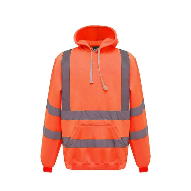 Mens High Visibility Sweatshirt Reflective Safety Fleece Hoodie Jackets