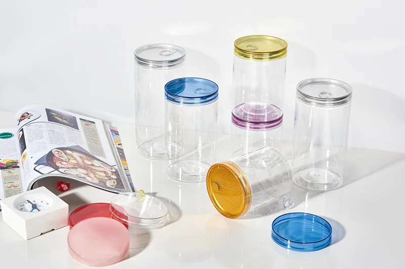 Food Jar Square Candy Jar with Lids Wholesale Clear Empty Food Grade 25/30/35/40/45g 700ml Big Plastic PET Customized Candy Gar