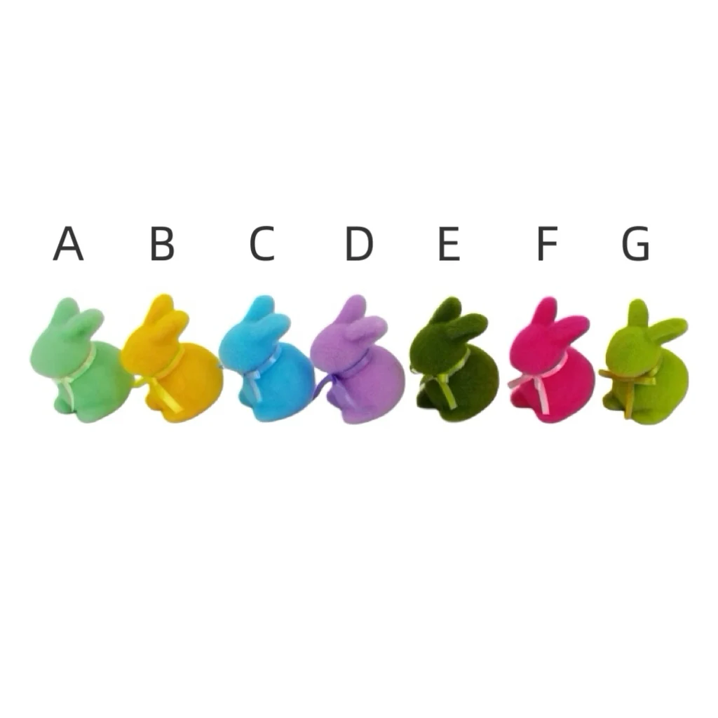 Colorful Handmade Flocked Rabbit Decoration Easter Bunny Figurine Flocking Hare Statue DIY Material Mini Ornament