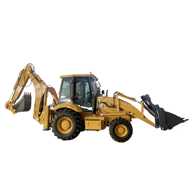 China High Performance 4x4 Backhoe Loader Multipurpose 4 Wheels Drive Loader 360 Degree Panoramic View Backhoe Excavator
