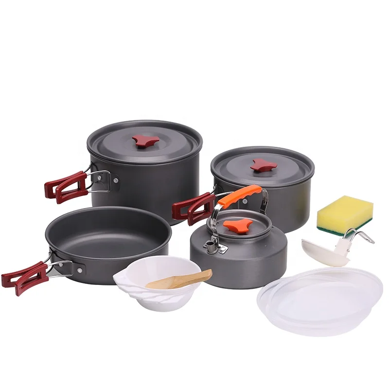 Portable outdoor camping kitchen cook set outdoor cook ware set hiking Aluminum outdoor camping cookware