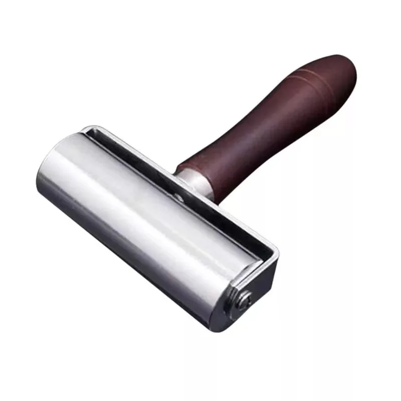 Leather Press Edge Roller Leathercraft Wooden Handle Carbon Steel Creaser Diy Leather Rolling Craft Roller Tool 60mm