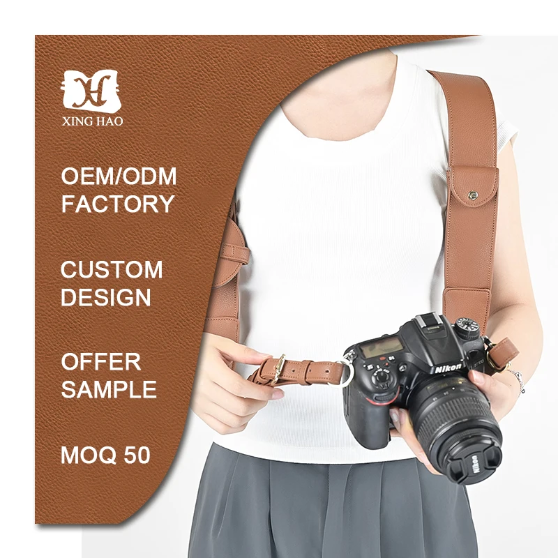Best Quality Custom  Dual Camera Microfiber Leather Harness Strap 100% Shoulder  Camera Straps