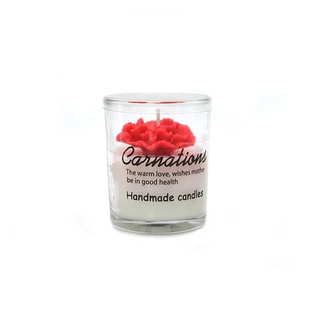 LA03H Factory direct sale clear glass filled with flower shape craft candles for home decoration