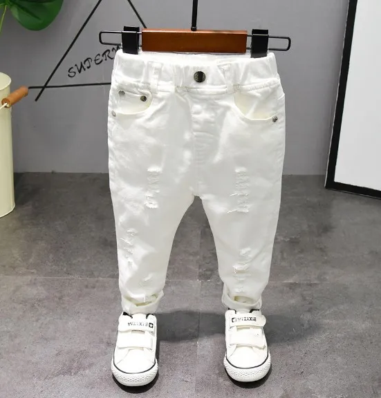 
2020 Children Boys Casual Jeans Pants for Kid Spring Autumn Trousers with Hole Design 