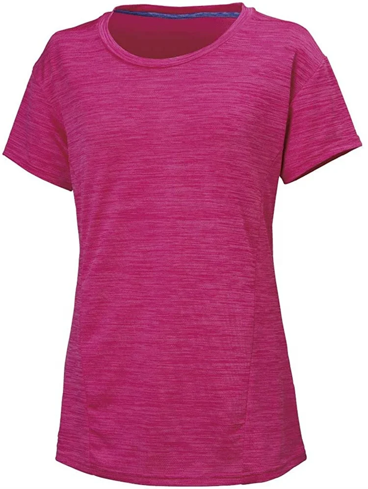 Byval Womens 100% Polyester Quick Dry Breathable Lightweight Short Sleeves Crew Neck Sports Jogger Gym Wearing Girls T Shirts