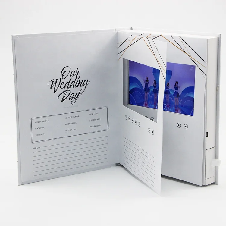 Valentine cards set luxury promotional with logo lcd gift customised brochure 7 inch video book greeting card