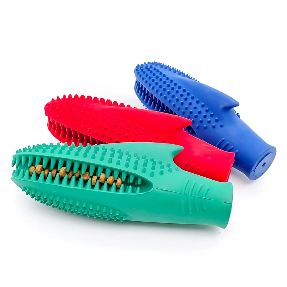 Rubber Teeth Cleaning Dog Toothbrush Chew Toys For Aggressive Chewers with a horn