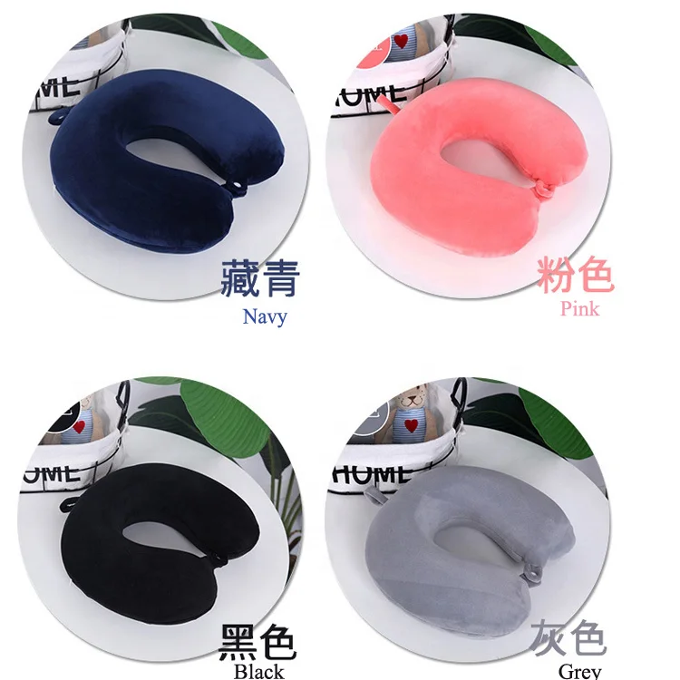ergonomic travel memory foam neck pillow set with hanger