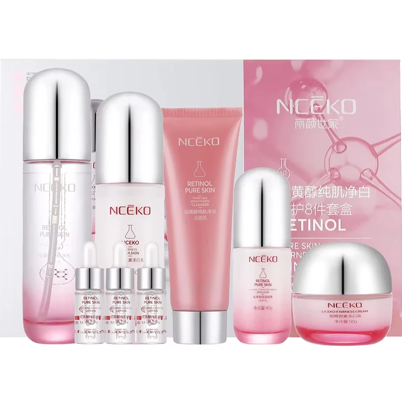 Private Label Beauty Skincare Moisturizing Anti Aging Wrinkles Brightening Whitening Kit Face Retinol Skin Care Set