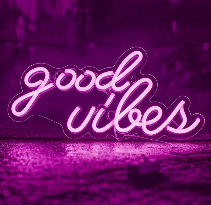 
Amazon Drop Shipping Good Vibes Neon Signs 5V USB LED Neon Lights for Bedroom Pink Living Game Room Bar Party Neon Wall Decor 