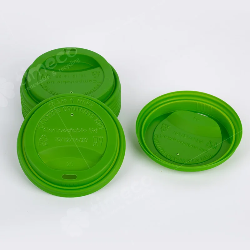 Eco-friendly Disposable Cup Lids Compostable green color BPI certificated CPLA Cup Lid