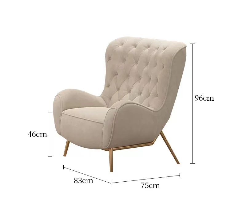 2023 new Nordic Light luxury fabric pink velvet single sofa tiger chair high-back leather sofa chair for living room furniture