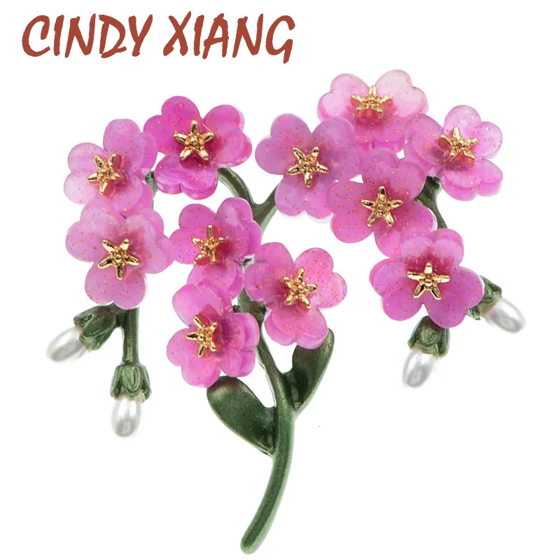 
New Spray Paint Dumb Green Leaves DoNot Forget Me Resin Flowers Brooches Simulation Pearls Plants Scarf Pins Badge 