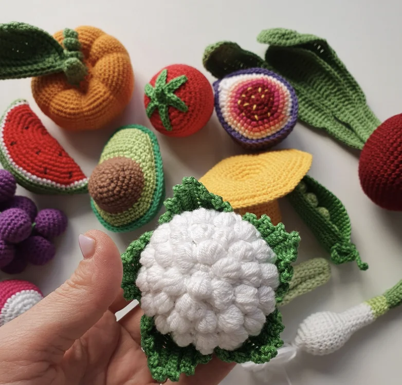 Handmade crochet play food toys baby educational toys knitted pattern amigurumi food crochet fruits vegetables play food toys