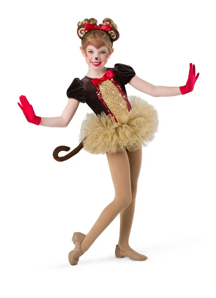girls kids dance costume character animal monkey dance costume