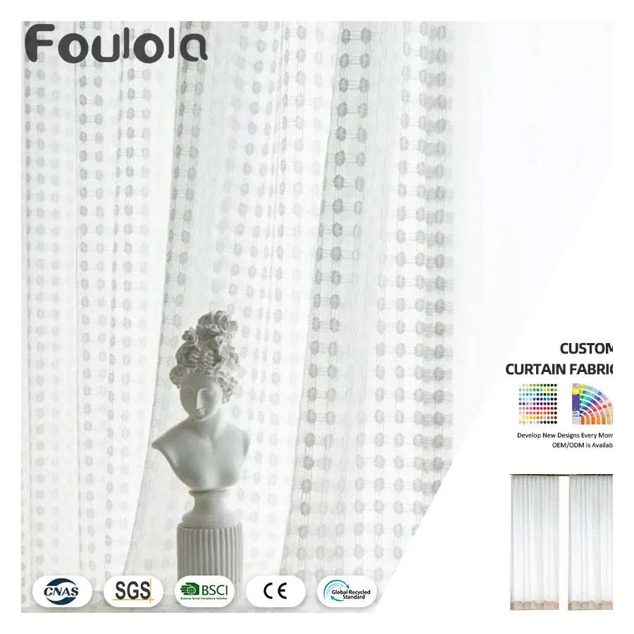 wholesale  Curtain embroider Upholstery Fabric Luxury  polka dot Window Curtain