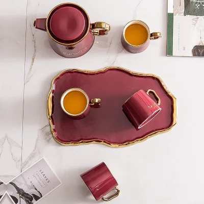  Нестандартная позолоченная керамическая кофейная чашка в европейском стиле креативный позолоченный чайник и набор для воды