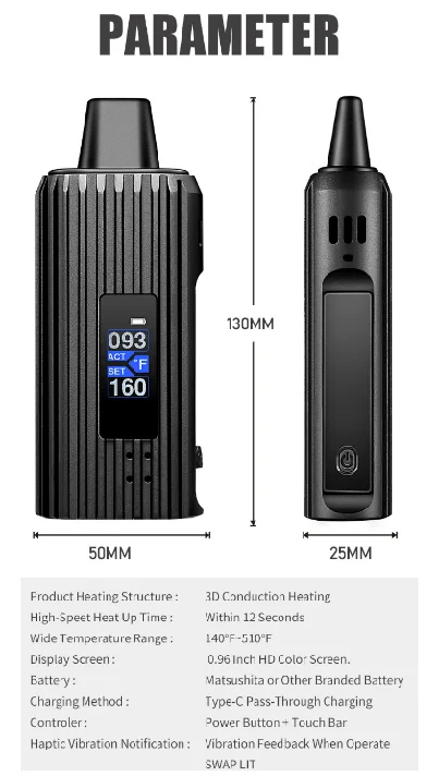 
New launched SWAP LIT 3400mAh Portable Vape Kit Device Dry Herb Flower Vaporizer 12s heating time. 
