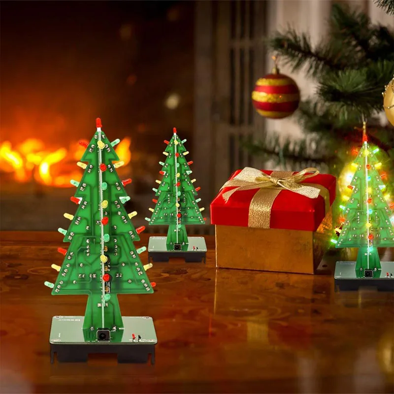 3d Christmas Tree Diy Soldering Kits Xmas Electronic Assemble Kit 3 Color Flashing Led Circuit Pcb Solder Tool Science Experim