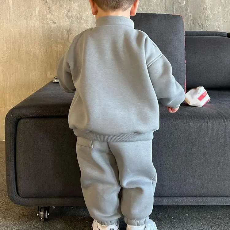 Custom Design Kids Half Zip Sweatshirt And Joggers Suits 2 Piece Set Fleece Plain Boys Tracksuits