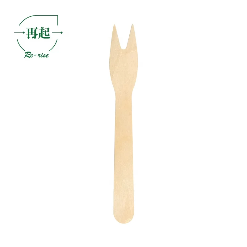 
12cm Eco-friendly Disposable Compostable Wooden Fruit Fork, Chip Fork 