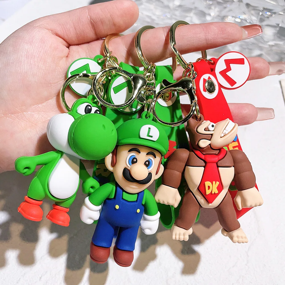 Cartoon Mario Keychain Bubble Dragon Princess Cute Adventure Game Accessories PVC Keychain Doll Bag Pendant Bracelet Keychain