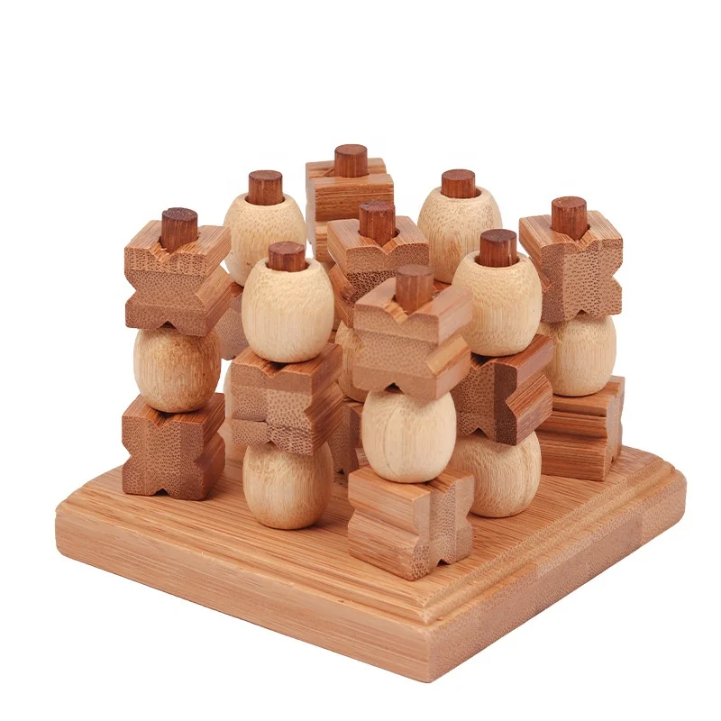 C04092 family game XO checkerboard bamboo board games  wooden tic tac toe wooden nought and crosses puzzle wooden OX game