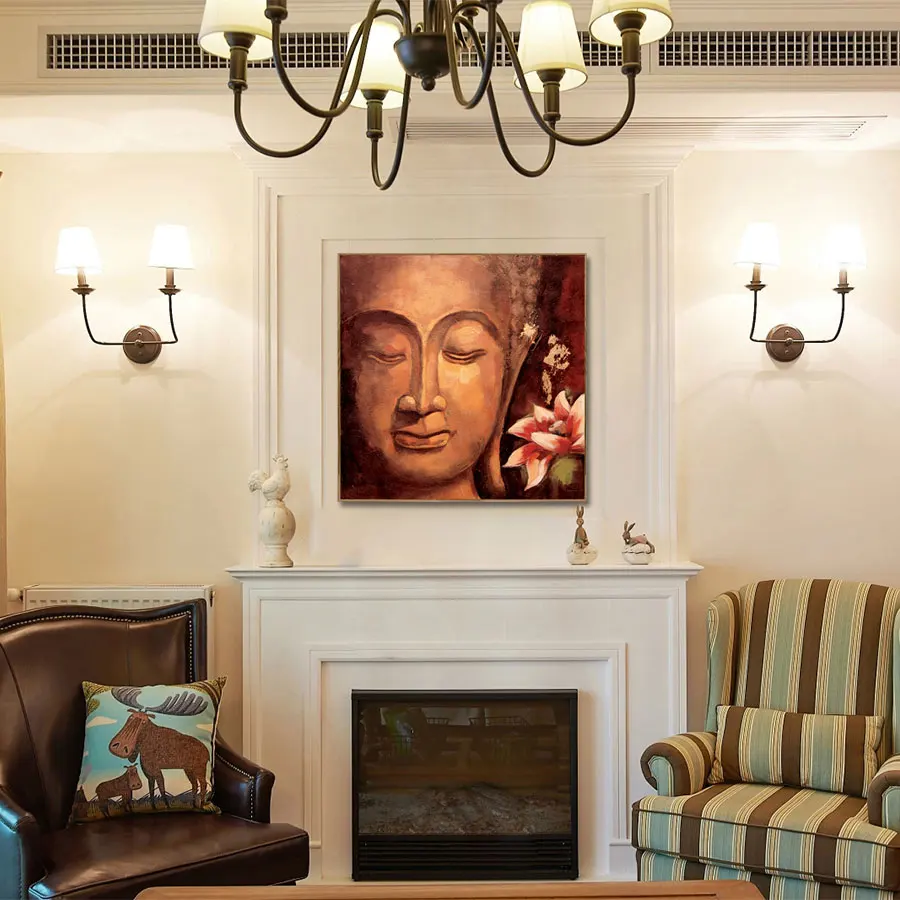 Hot Selling Modern Buddha Wall Art Original Oil on Canvas Lord Buddha Portrait Posters for Home Decor